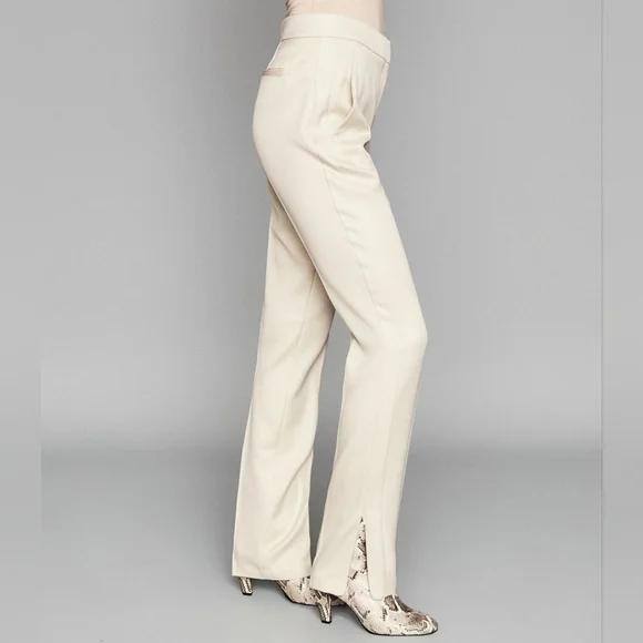 Reiss Farah Split Hem Trousers In Neutral Size 6 - Picture 4 of 7